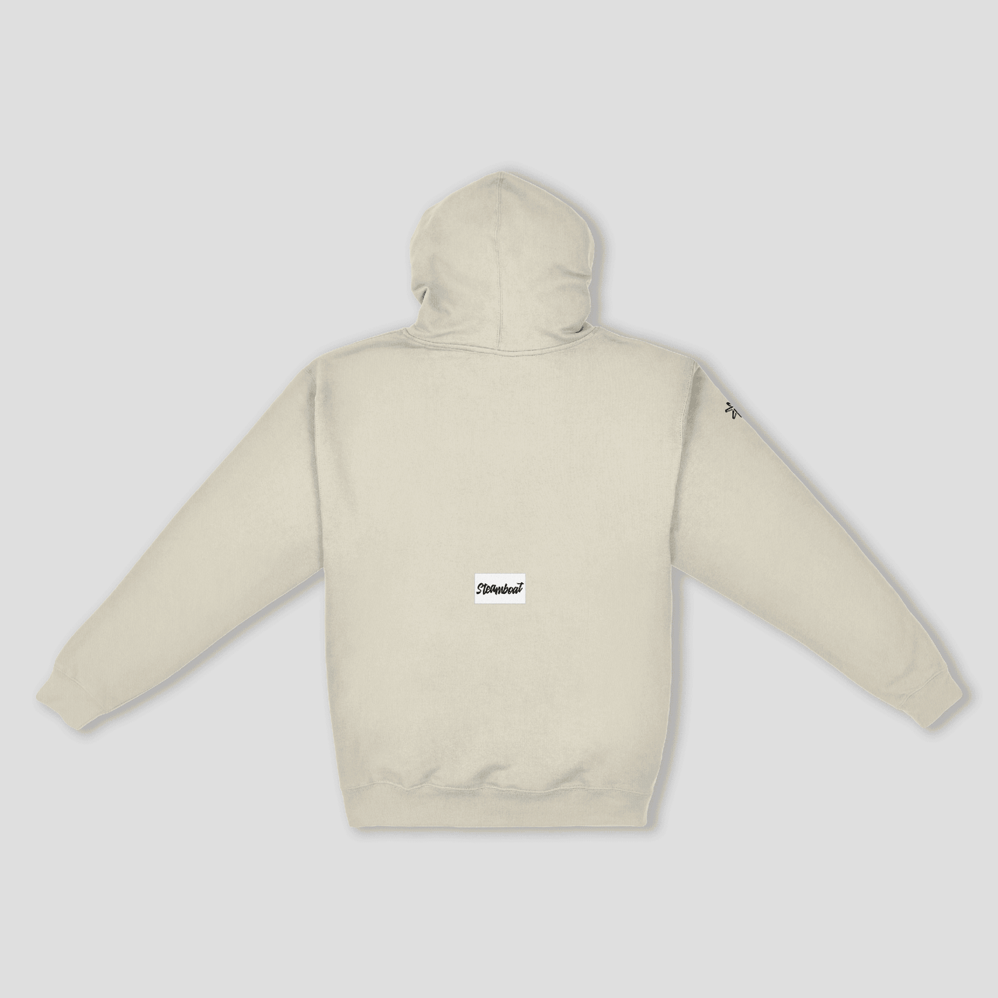 Sudadera Essential unisex beige lavado con capucha ajustable y bolsillo canguro diseño minimalista y tejido premium 80% algodón y 20% poliéster.