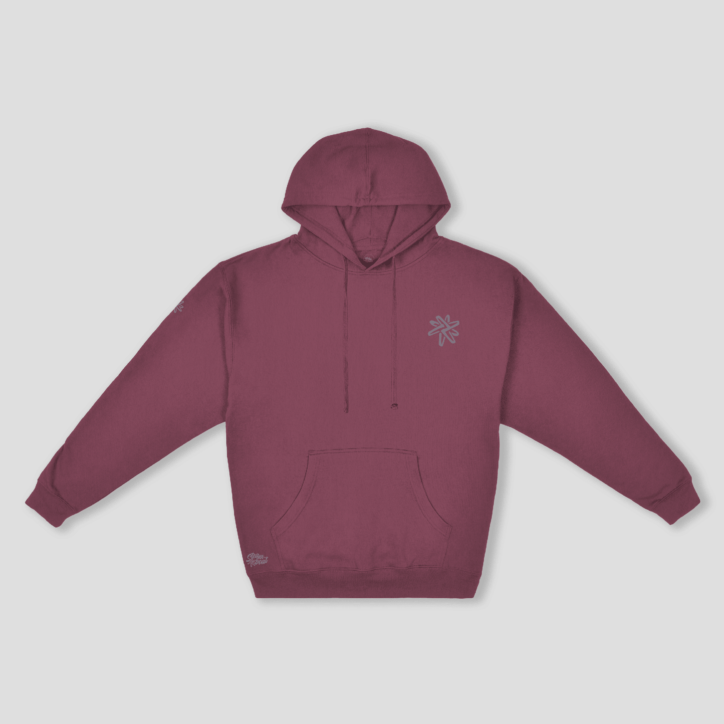 Sudadera Rose unisex burdeos minimalista con capucha y bolsillo canguro, cómoda y versátil.