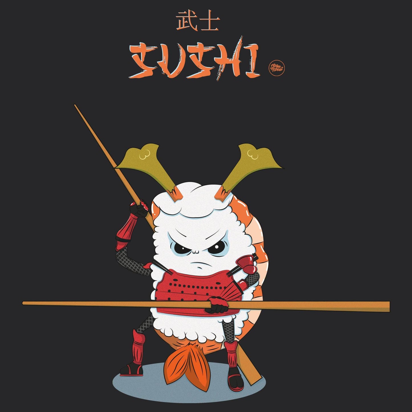 Camiseta Steamboat samurai sushi