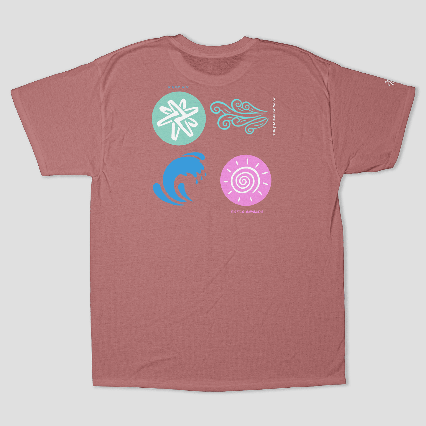 Camiseta rosa Horizon de diseño moderno y minimalista, 100% algodón, cómoda y versátil para cualquier ocasión.